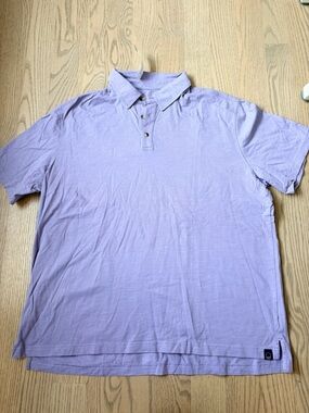 NWT Even Tide Purple Blue Cotton Soft Golf Polo Vintage Wash Worn Look Casual